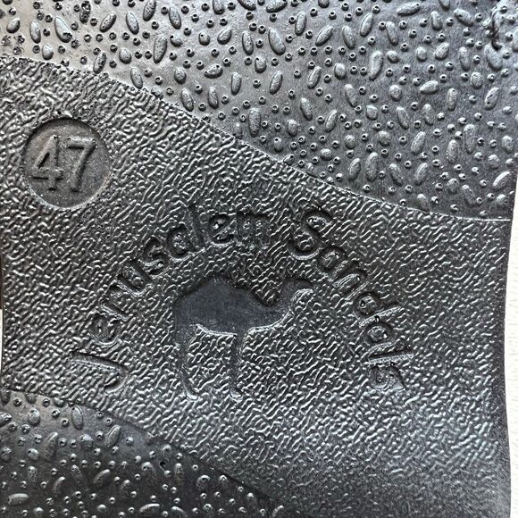 Jerusalem Elan Dark Brown Stiff Leather Slide Sandal Men EU 47 US 13.5-14 - Picture 13 of 14